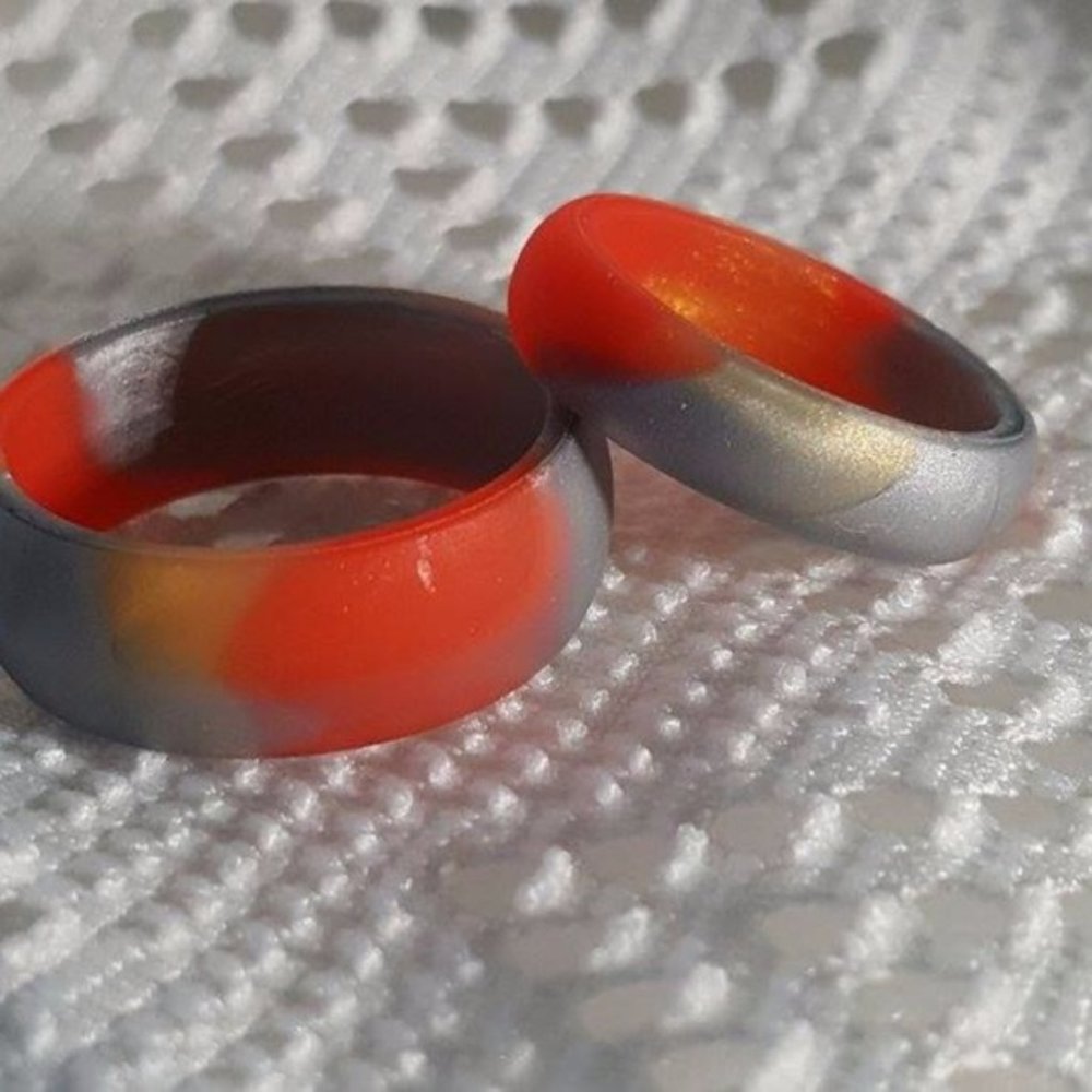 Silicone Wedding Ring Red Gold Silver